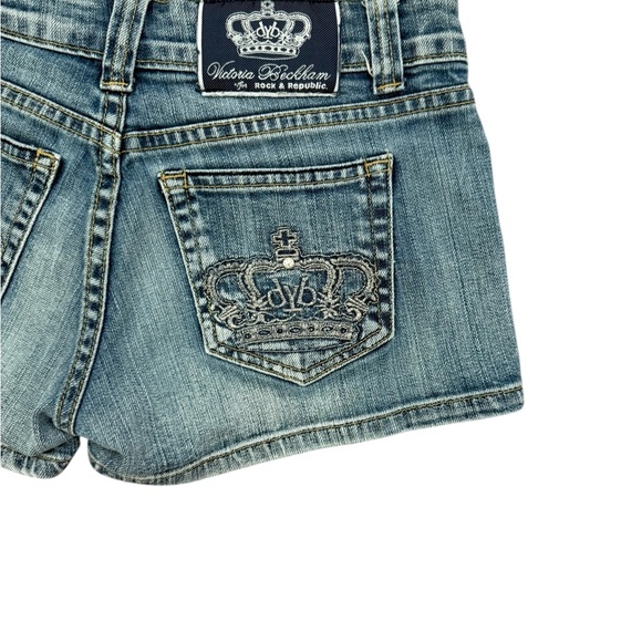 Victoria Beckham x Rock & Republic Y2K Classic Blue Jean Shorts Size 26 - Picture 2 of 5